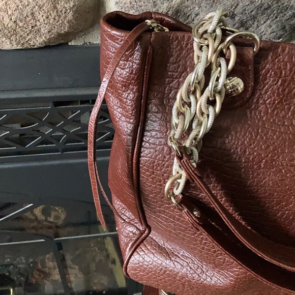 Elliott Lucca NWTS leather tote shoulder bag chain - Picture 2 of 16